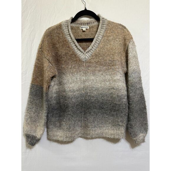 Briggs New York Sweaters - Briggs Women's V-Neck Ombre Soft & Fuzzy Oversized Sweater, Size S